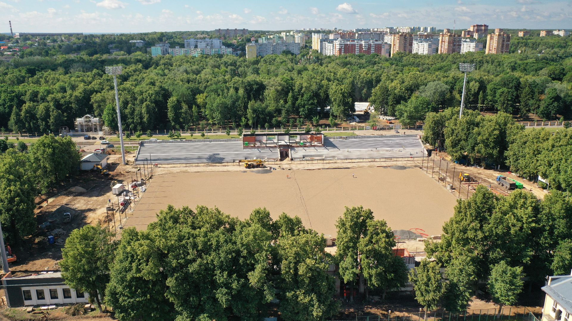 видео с коптера, реконструкция, стадион, коломна,