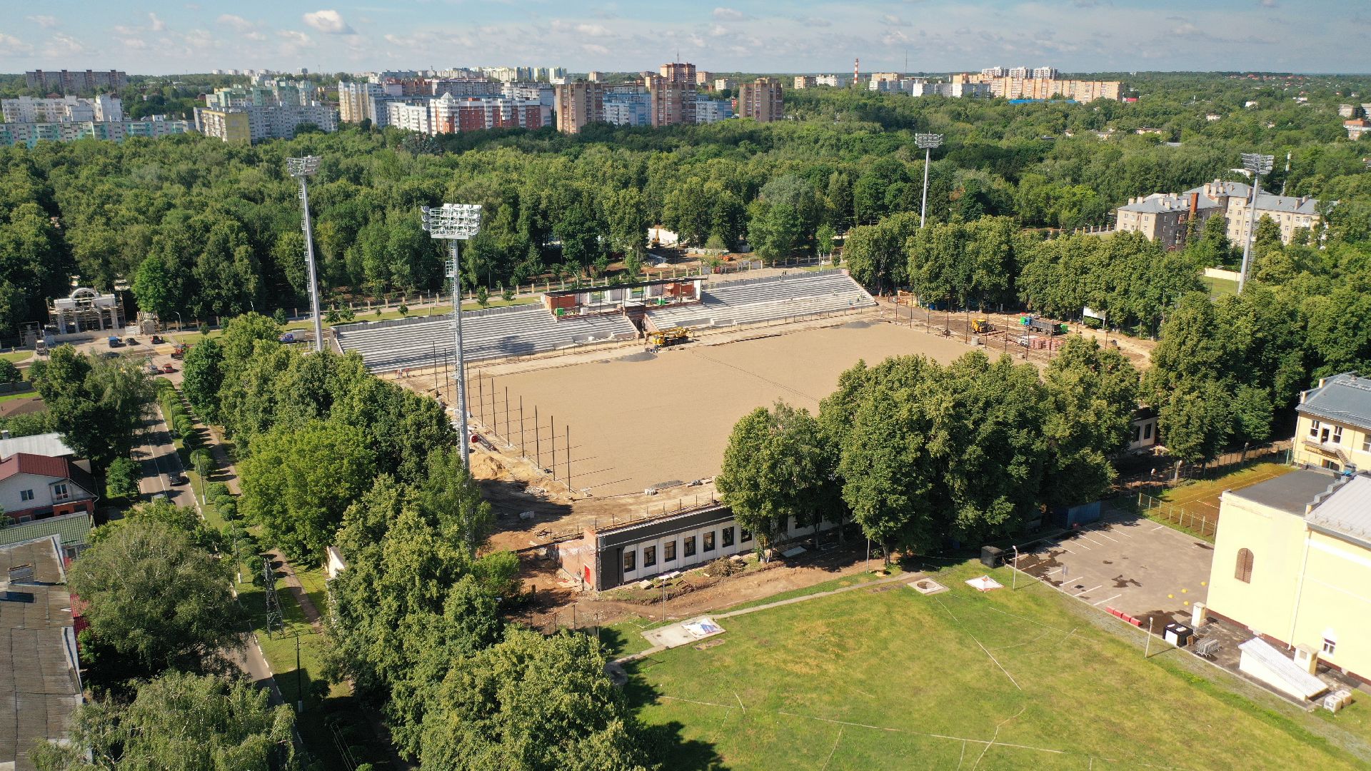 видео с коптера, реконструкция, стадион, коломна,