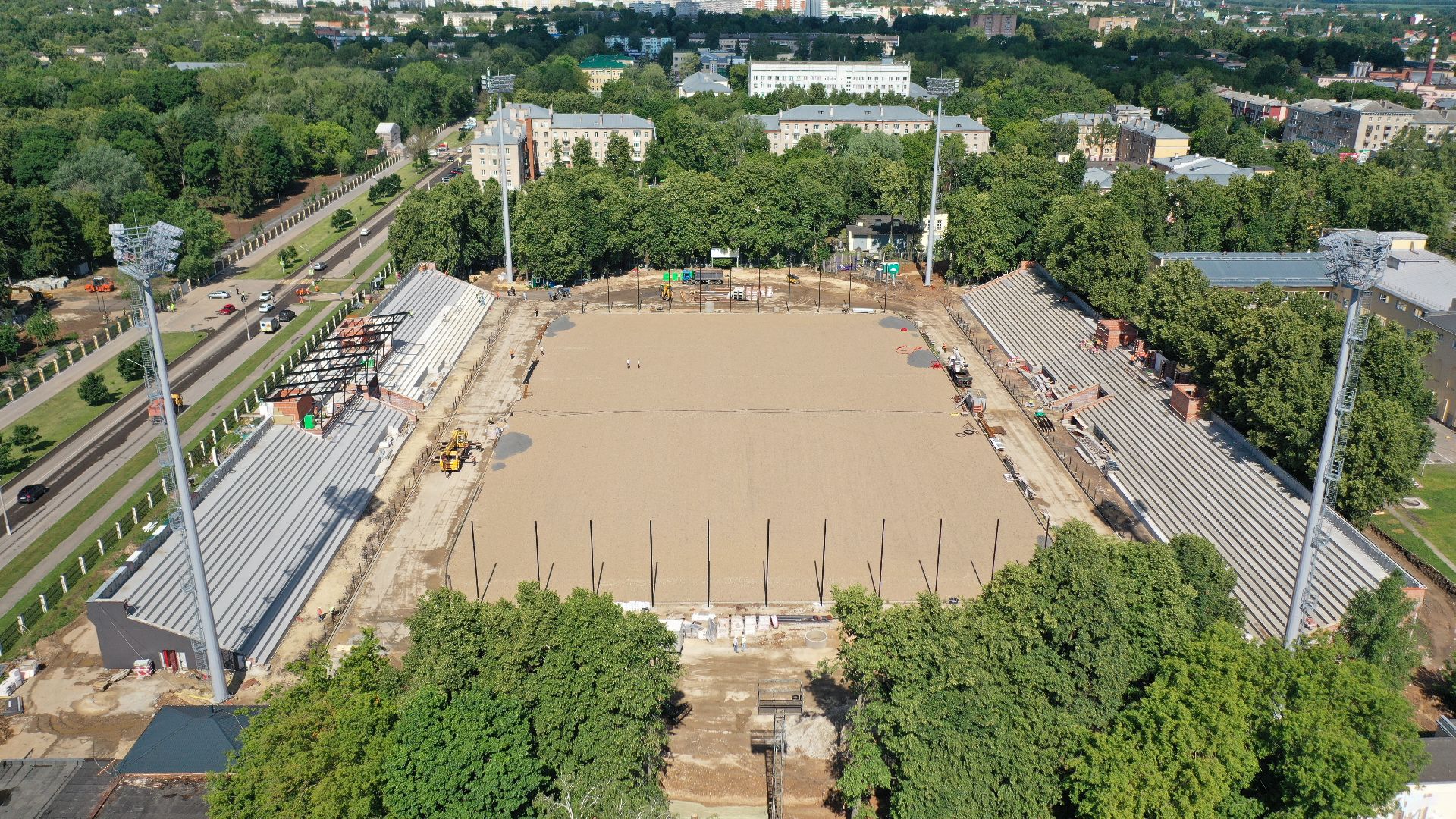 видео с коптера, реконструкция, стадион, коломна,