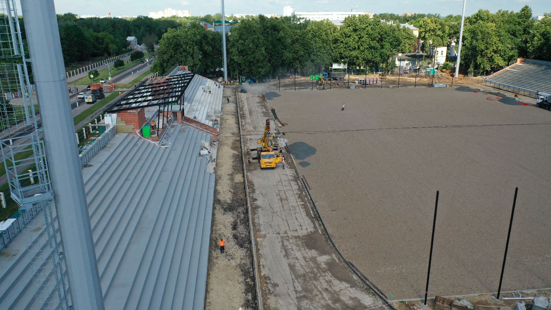 видео с коптера, реконструкция, стадион, коломна,