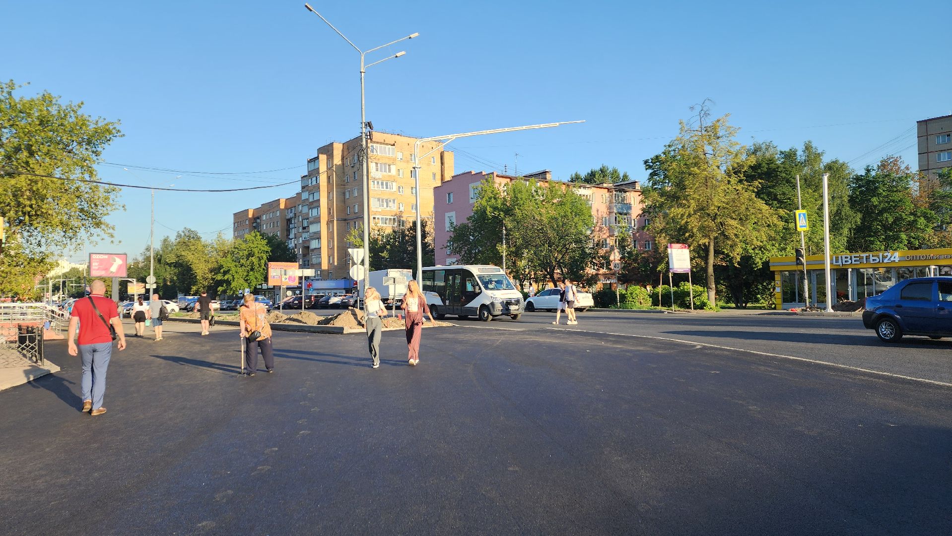 пушкино, проспект, дорожный ремонт, асфальтирование дорог, разметка дороги,