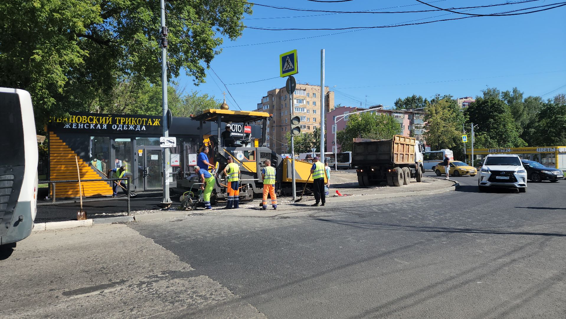 пушкино, проспект, дорожный ремонт, асфальтирование дорог, разметка дороги,