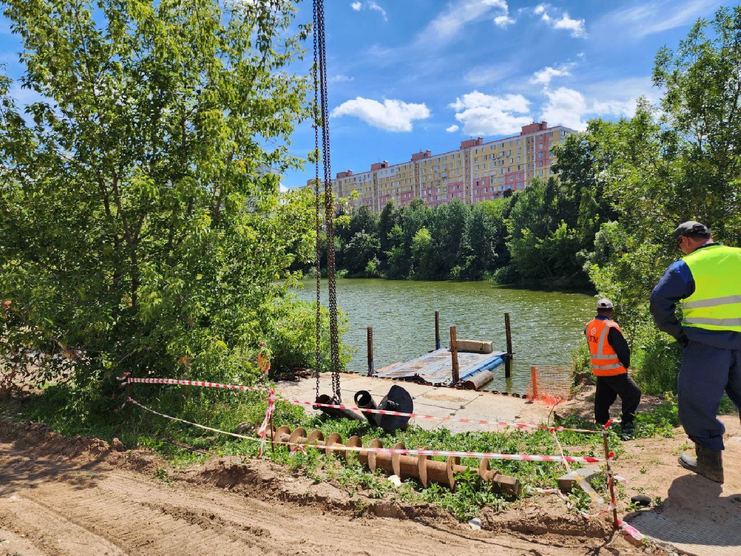 благоустройство набережной, малый тарычевский пруд, компания брусника, благоустройство пруда, тарычево, ленинский округ,