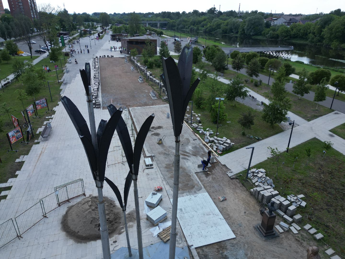 видео с коптера, орехово зуево, парк, благоустройство,