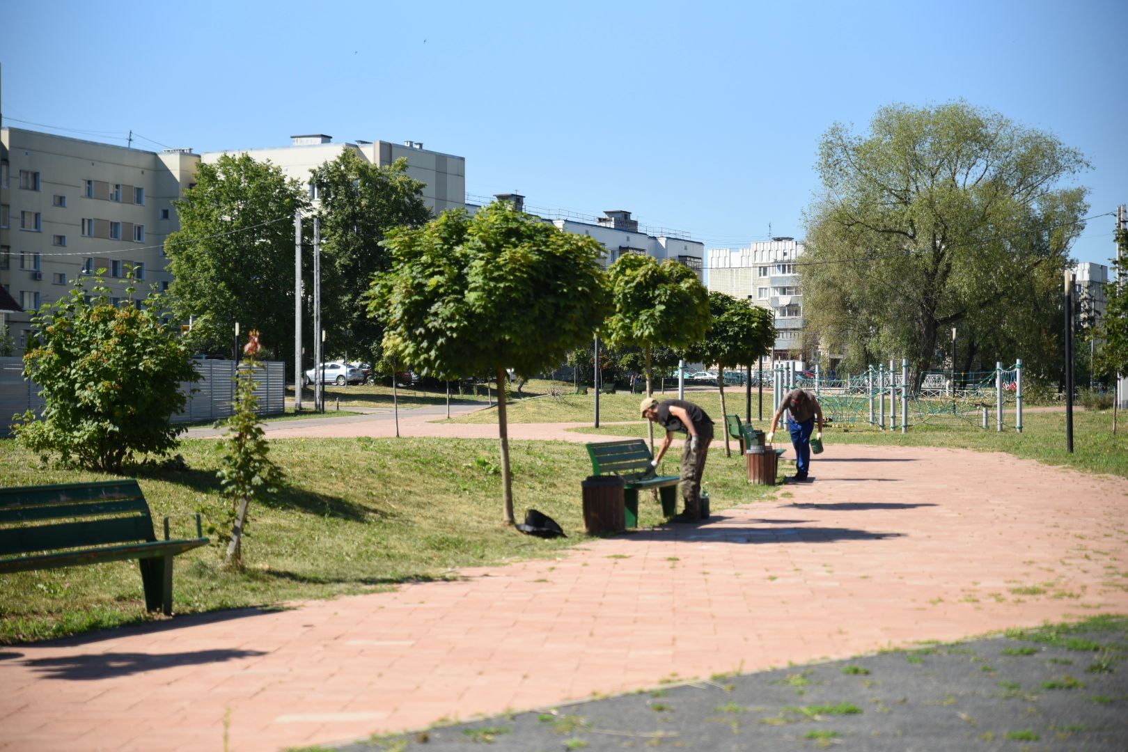 Бронницы, Благоустройство, Покраска лавочек, МБУ Благоустройство,