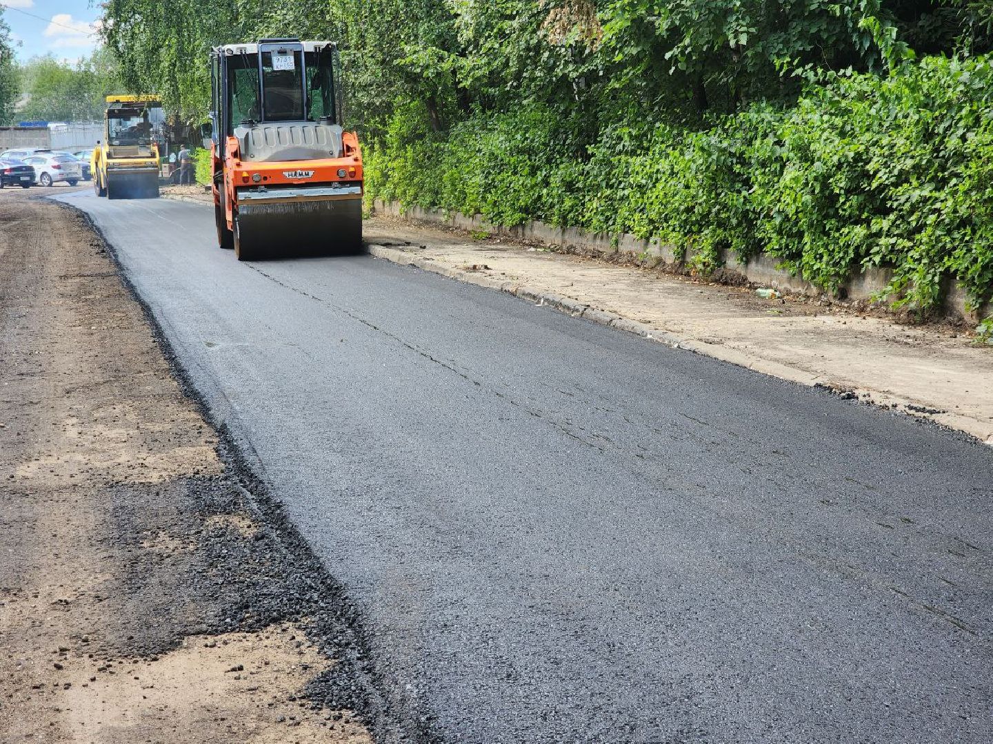 Солнечногорск, укладка асфальта, рабочие, Жители, Устройство дороги,