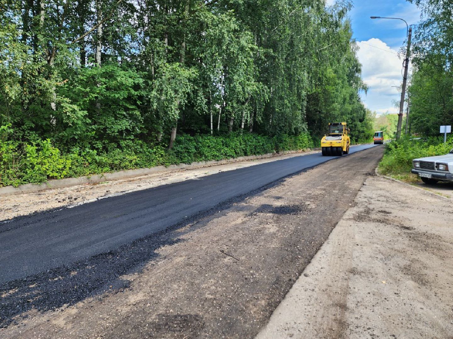 Солнечногорск, укладка асфальта, рабочие, Жители, Устройство дороги,