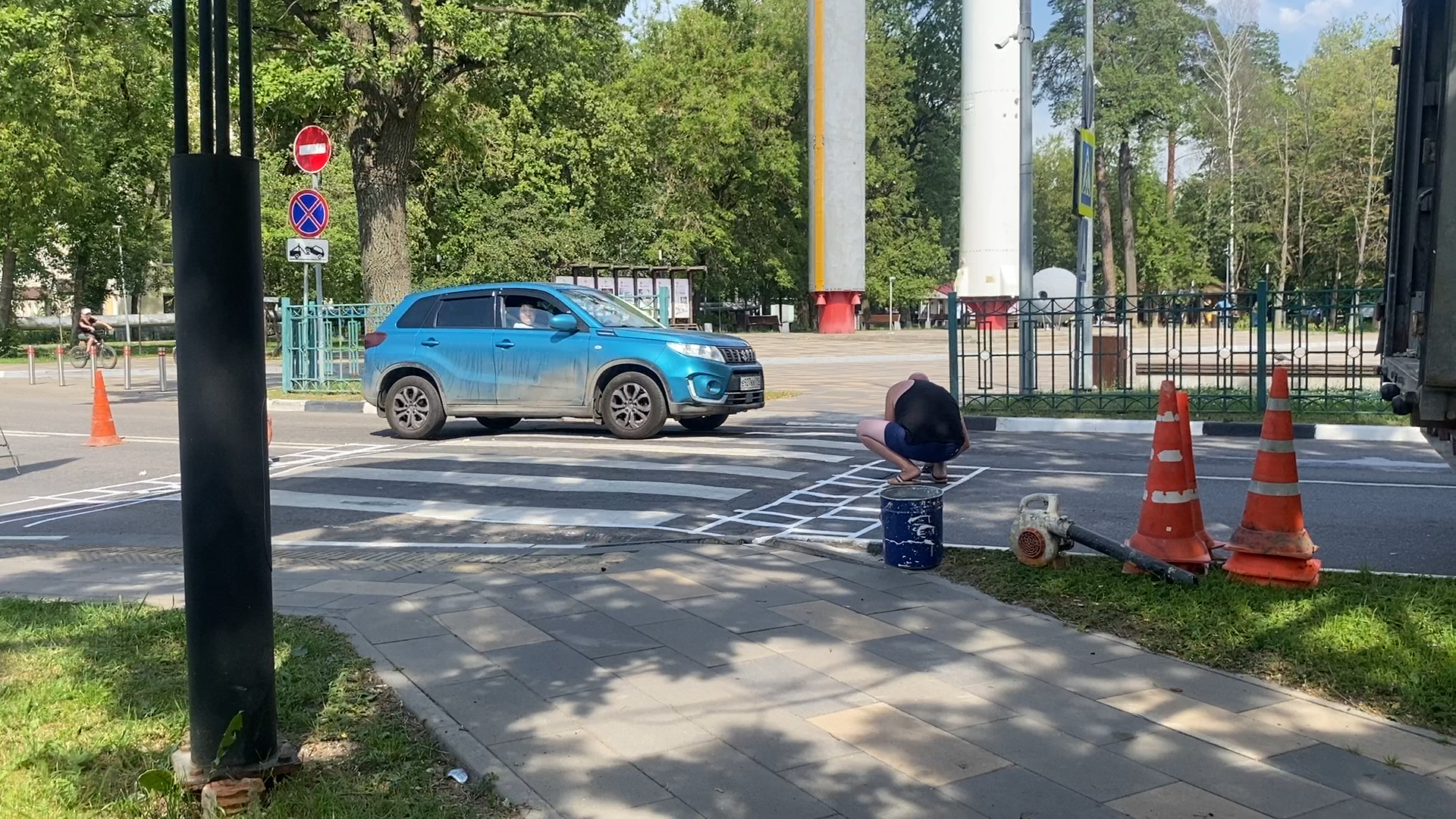 ИДН на дорогах, лежачий полицейский,дороги на Власихе, Нанесение разметки на дорогу, разметка дороги,