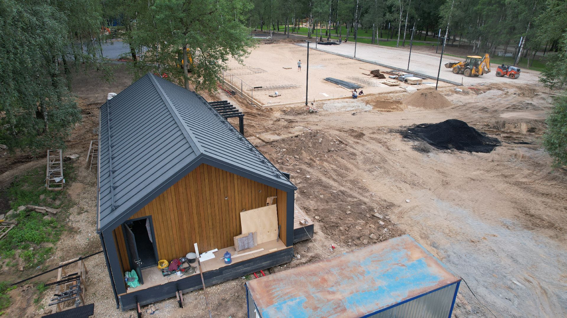 видео с коптера, лобня, парк, благоустройство,