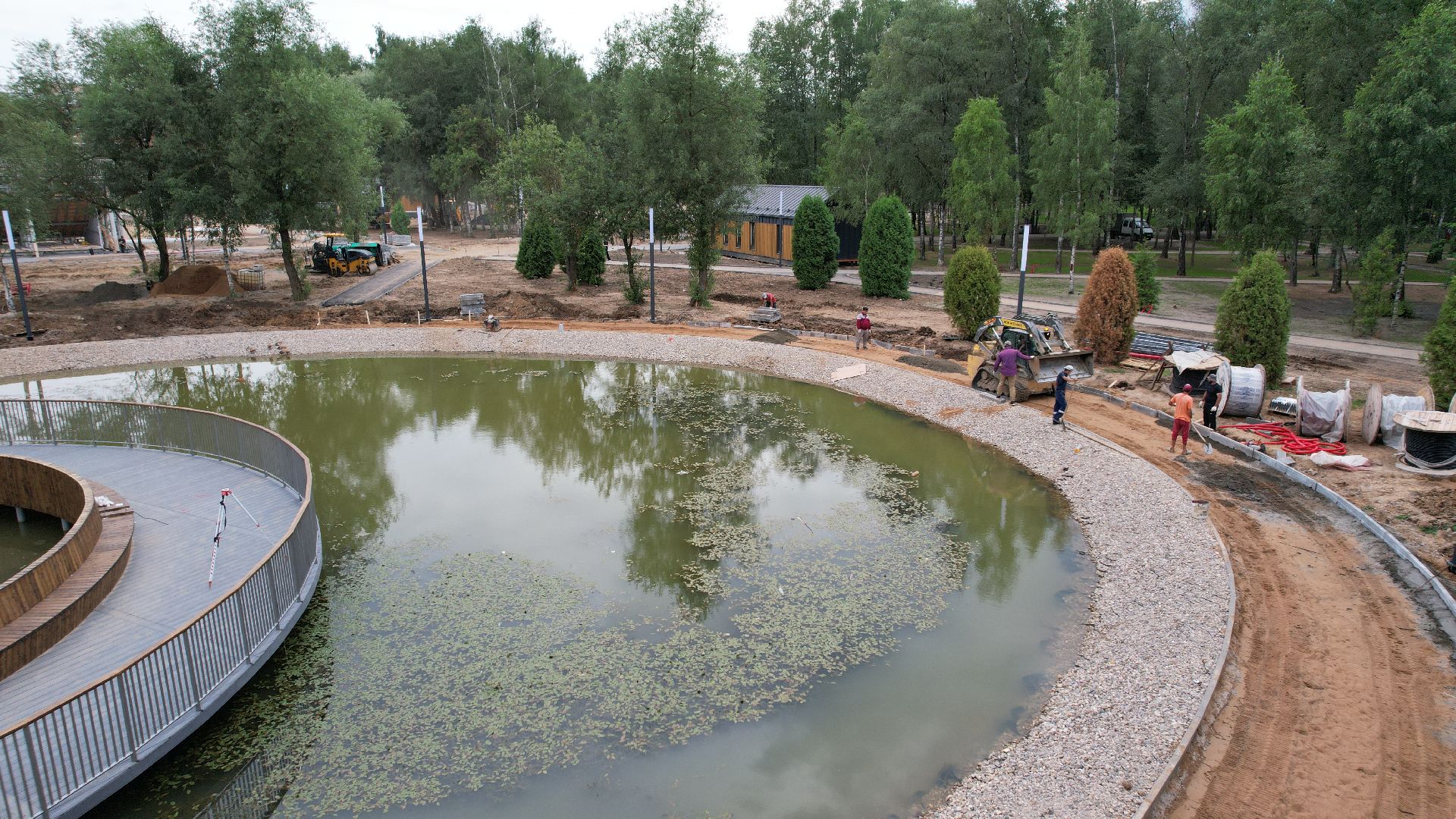 видео с коптера, лобня, парк, благоустройство,
