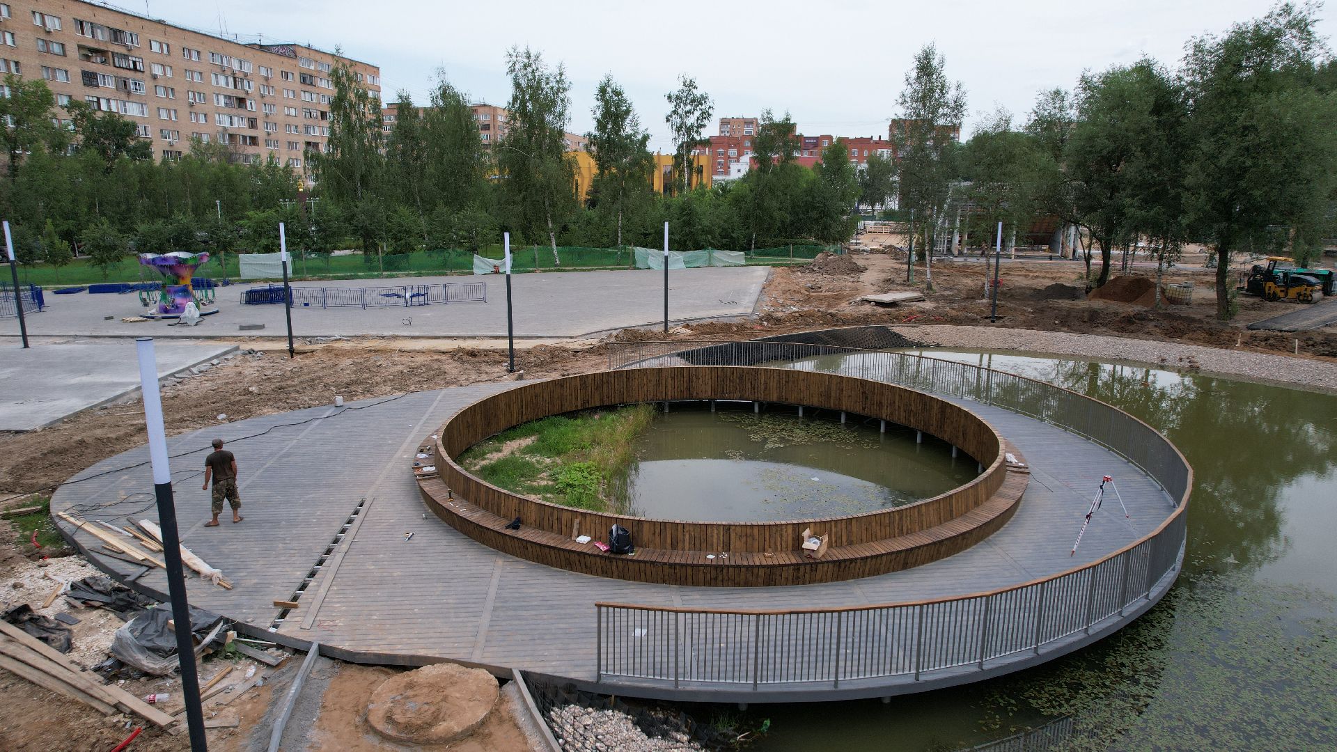 видео с коптера, лобня, парк, благоустройство,