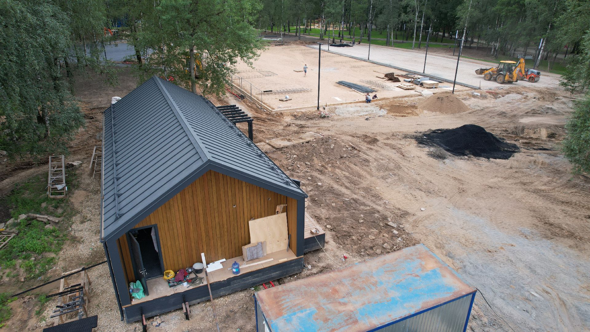 видео с коптера, лобня, парк, благоустройство,