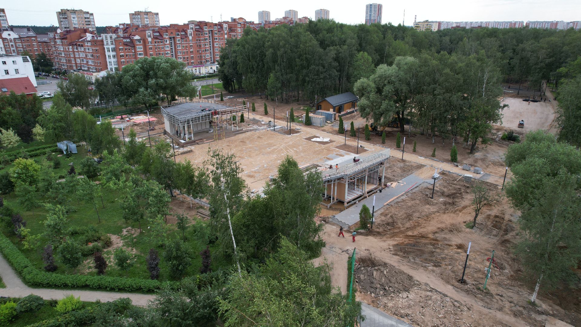 видео с коптера, лобня, парк, благоустройство,