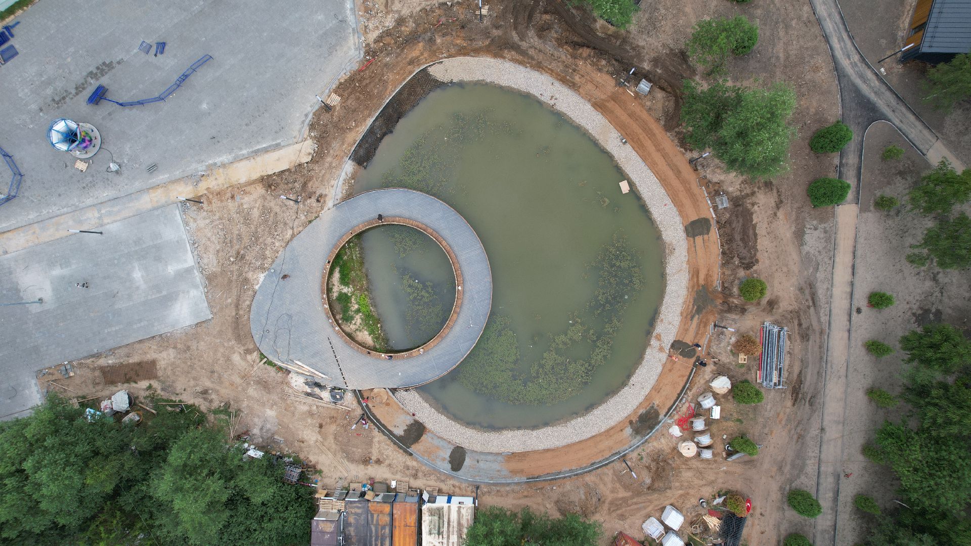 видео с коптера, лобня, парк, благоустройство,