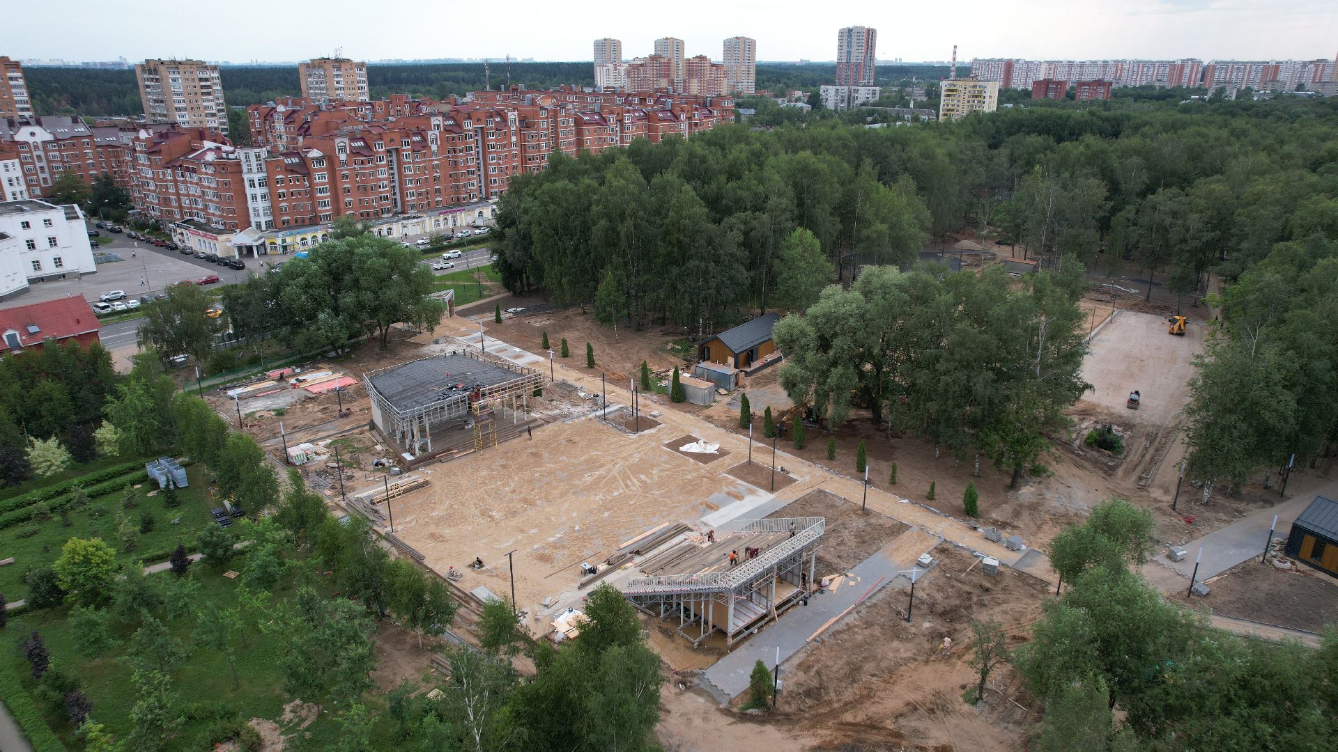 видео с коптера, лобня, парк, благоустройство,