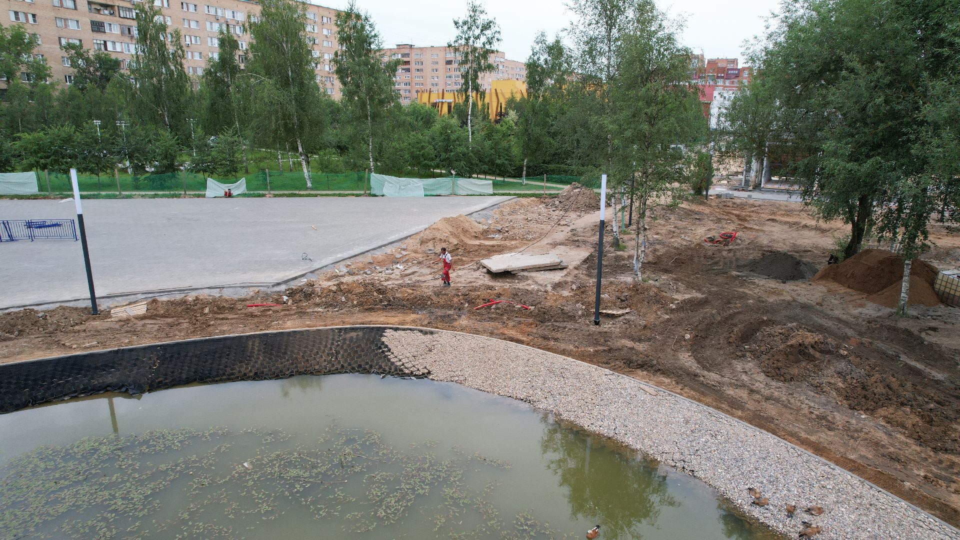видео с коптера, лобня, парк, благоустройство,