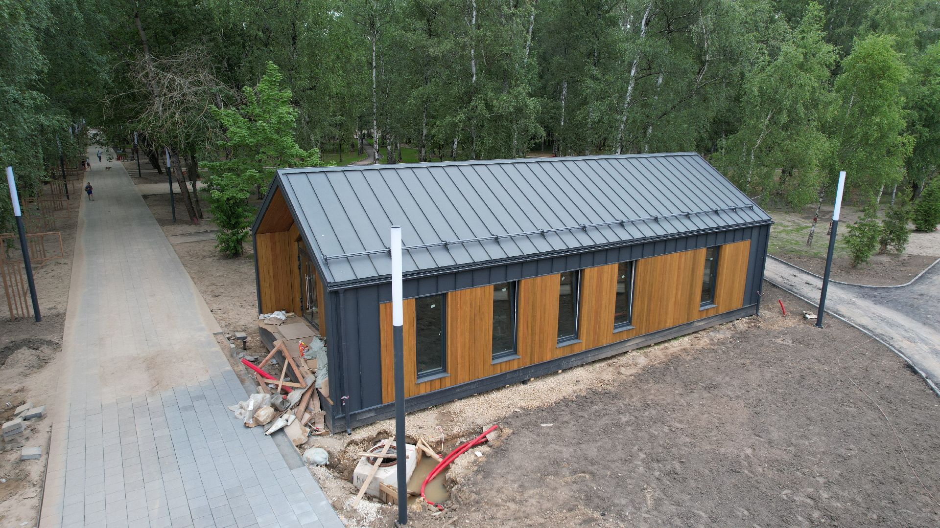 видео с коптера, лобня, парк, благоустройство,