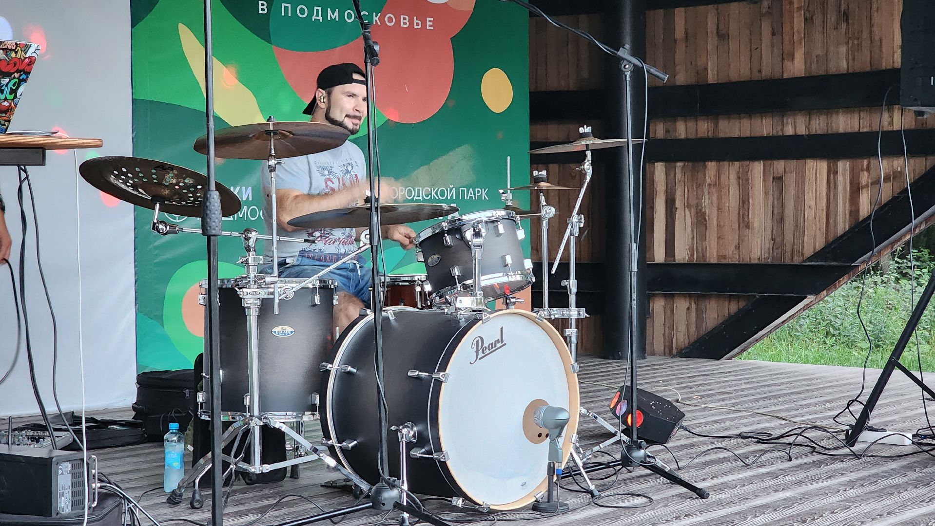 Кашира, ночь в парке, барабанщик, DJ, MC, барабанное шоу, танцы, городской парк,