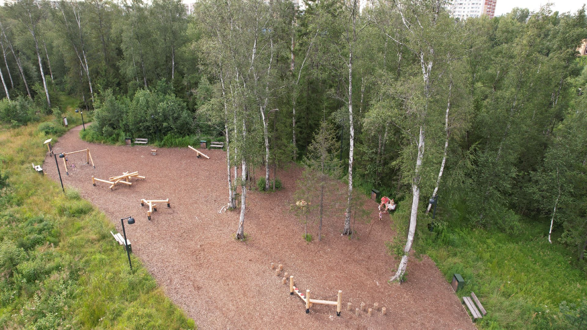 видео с коптера, парк, лобня,