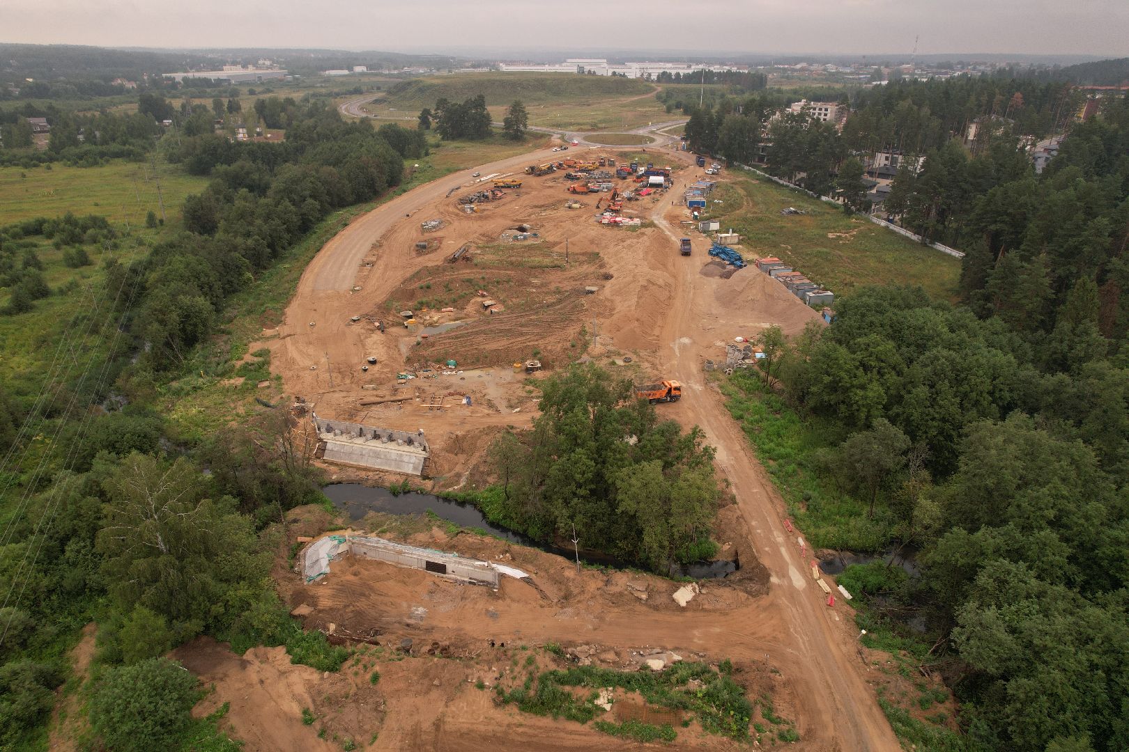 видео с коптера, дорога, истра, развязка,