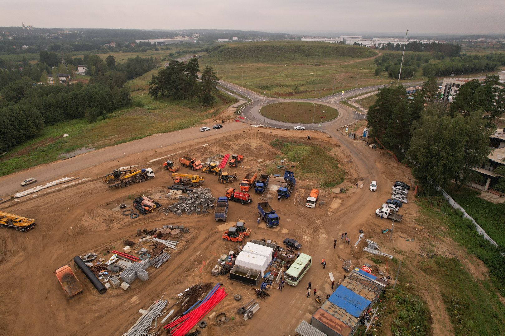 видео с коптера, дорога, истра, развязка,