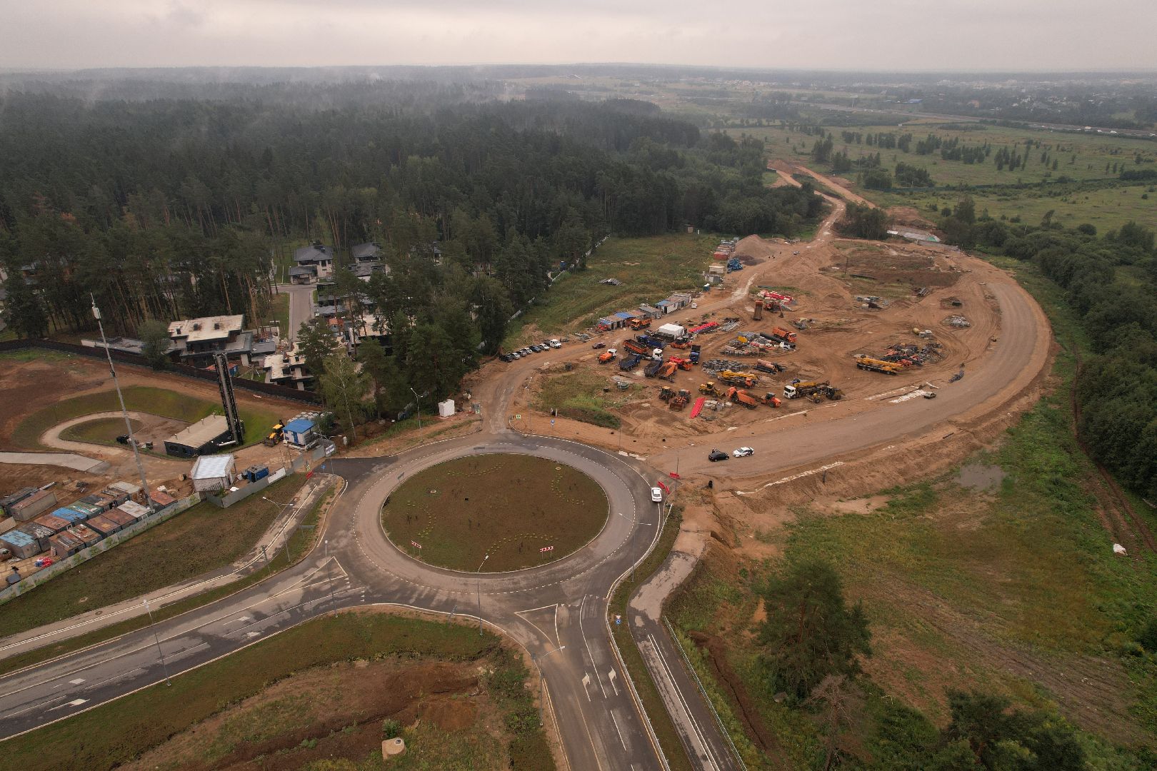 видео с коптера, дорога, истра, развязка,