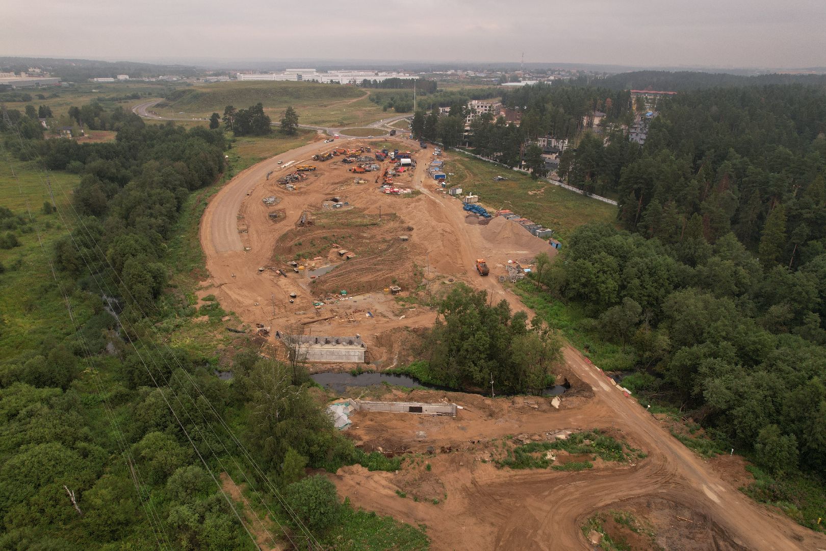 видео с коптера, дорога, истра, развязка,