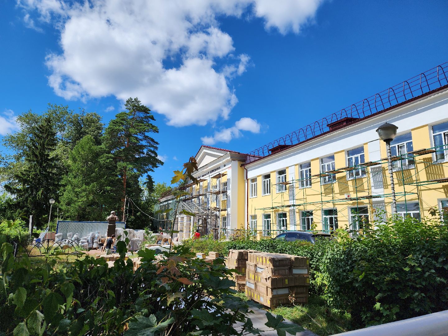 Дубна, Строительство, Школа 1, Капитальный ремонт, спортплощадка,