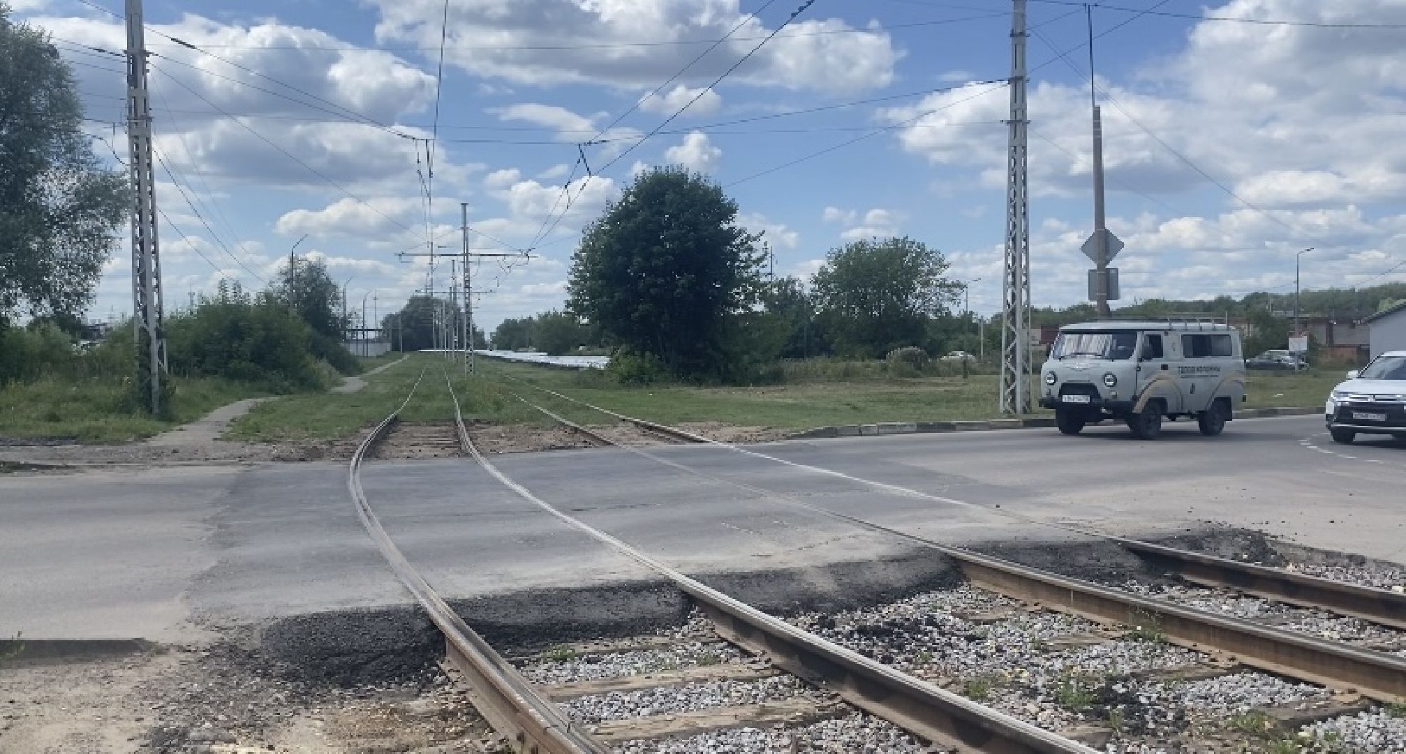 Коломна, коломенский трамвай, ремонт переезда,