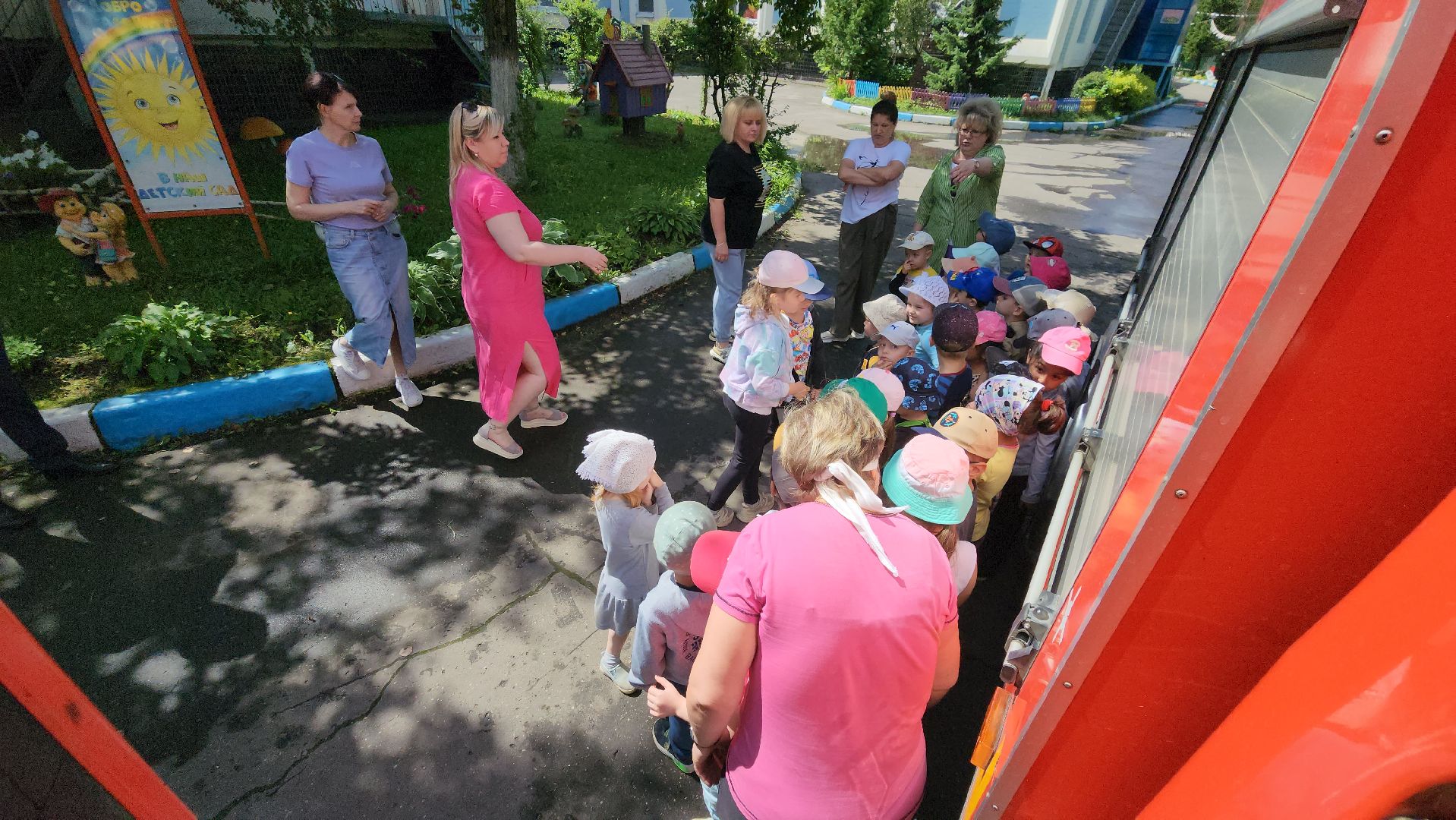 Детский сад, пожарные автомобили, Пожарные, Лобня,