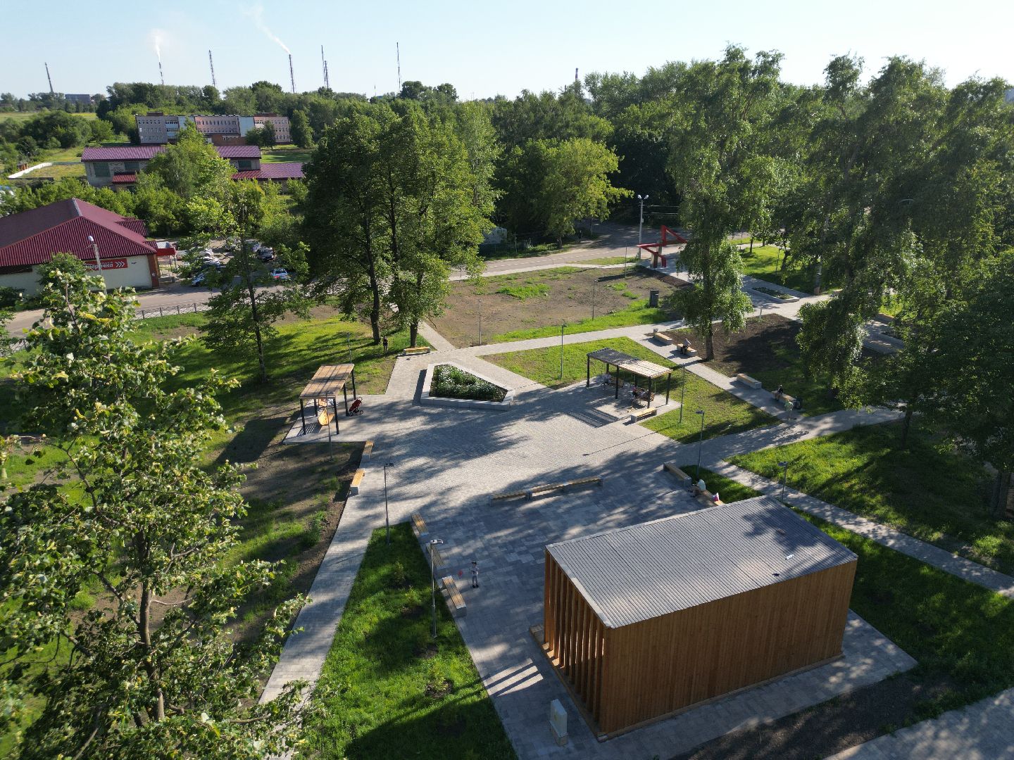 видео с коптера, воскресенск, парк, благоустройство,