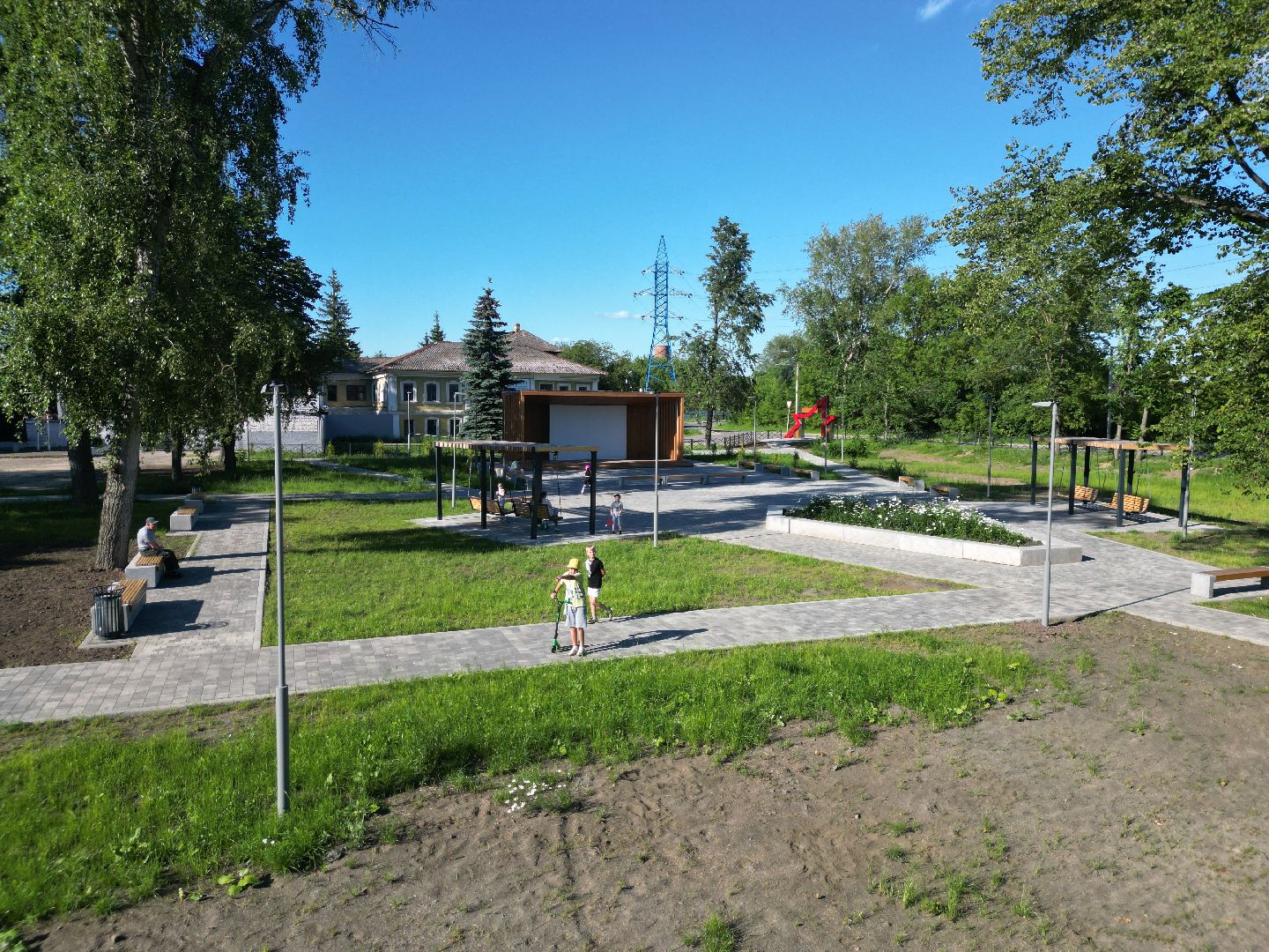 видео с коптера, воскресенск, парк, благоустройство,