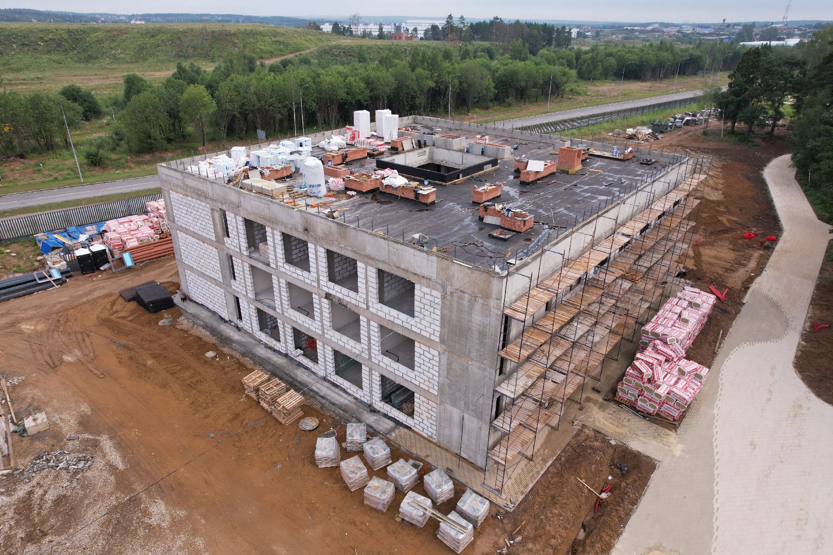 видео с коптера, истра, строительство, лицей, образование,