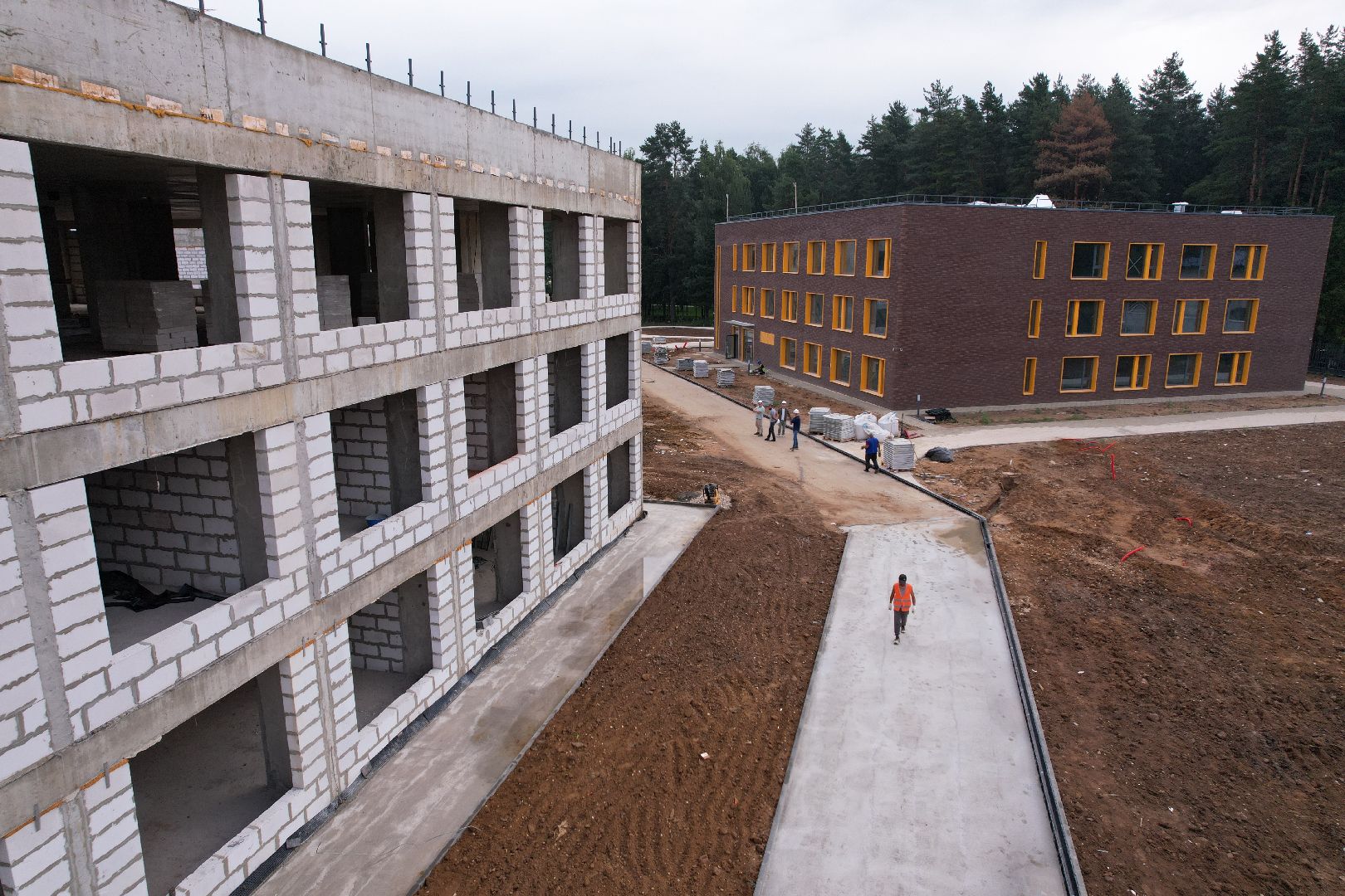 видео с коптера, истра, строительство, лицей, образование,