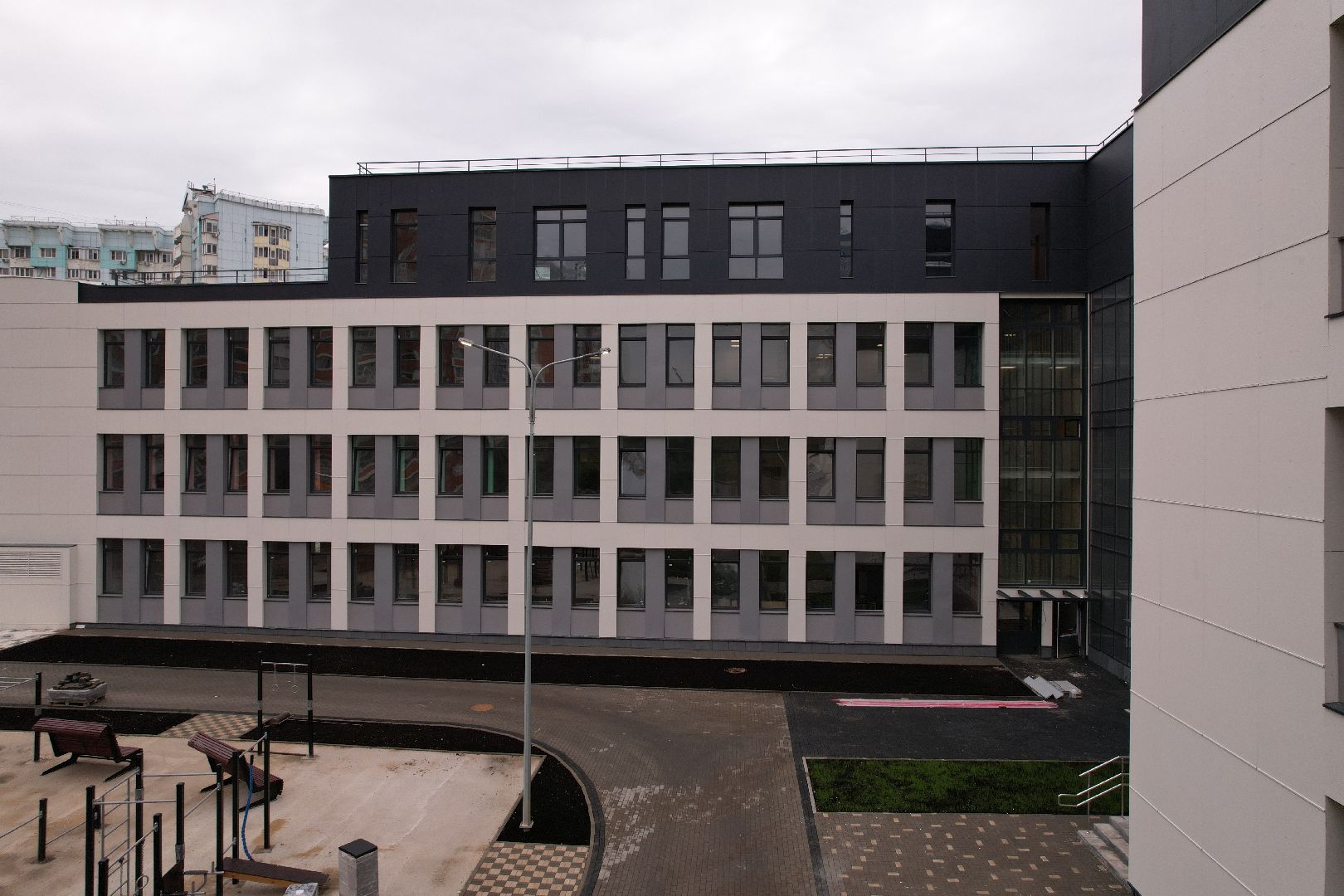 видео с коптера, красногорск, строительство, образование,