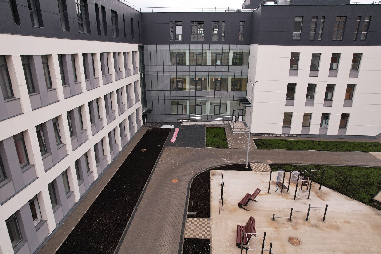 видео с коптера, красногорск, строительство, образование,