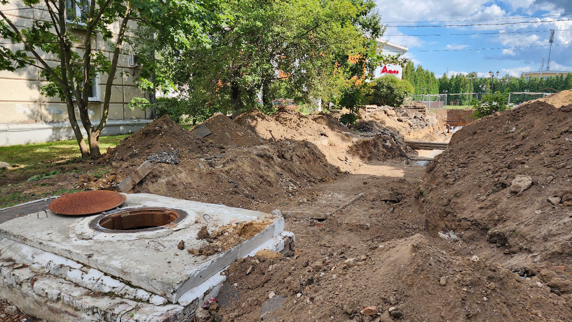 кашира, улица энергетиков, утечка, трубопровод, ГВС, аварийные работы, муп теплосеть,