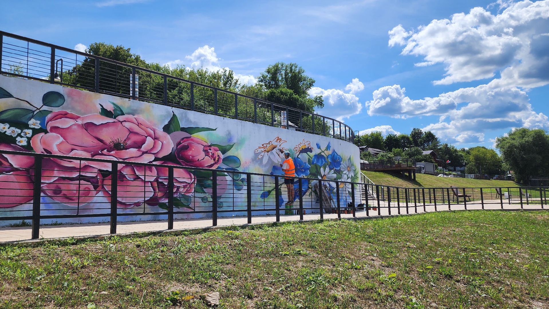 кашира, граффити, стрит-арт, художник, набережная оки, день города, цветы, благоустройство,