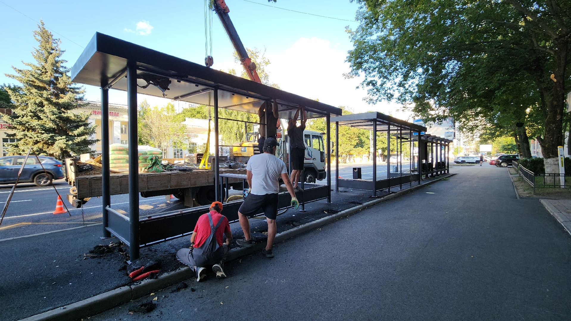 пушкино, остановочные павильоны, благоустройство, дорога, общественный транспорт,