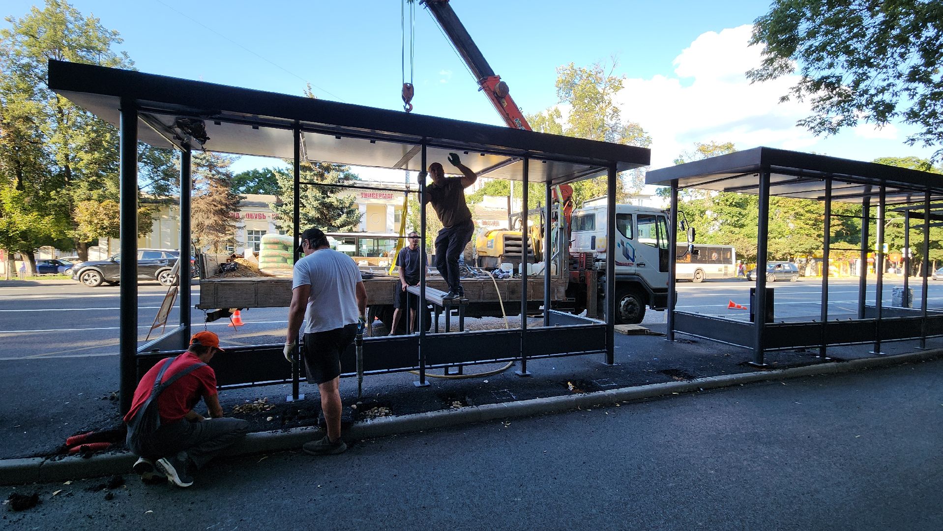 пушкино, остановочные павильоны, благоустройство, дорога, общественный транспорт,