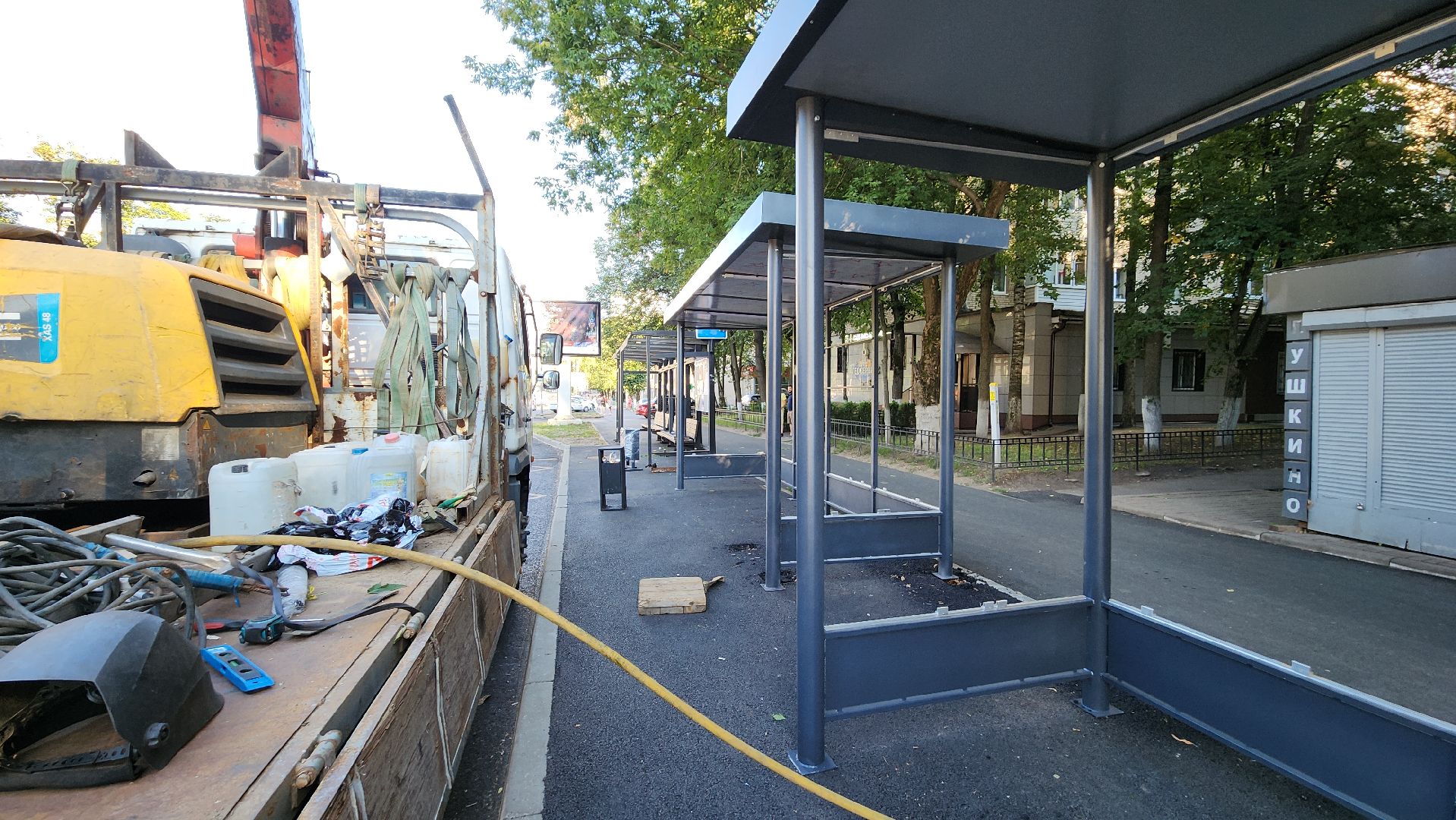 пушкино, остановочные павильоны, благоустройство, дорога, общественный транспорт,