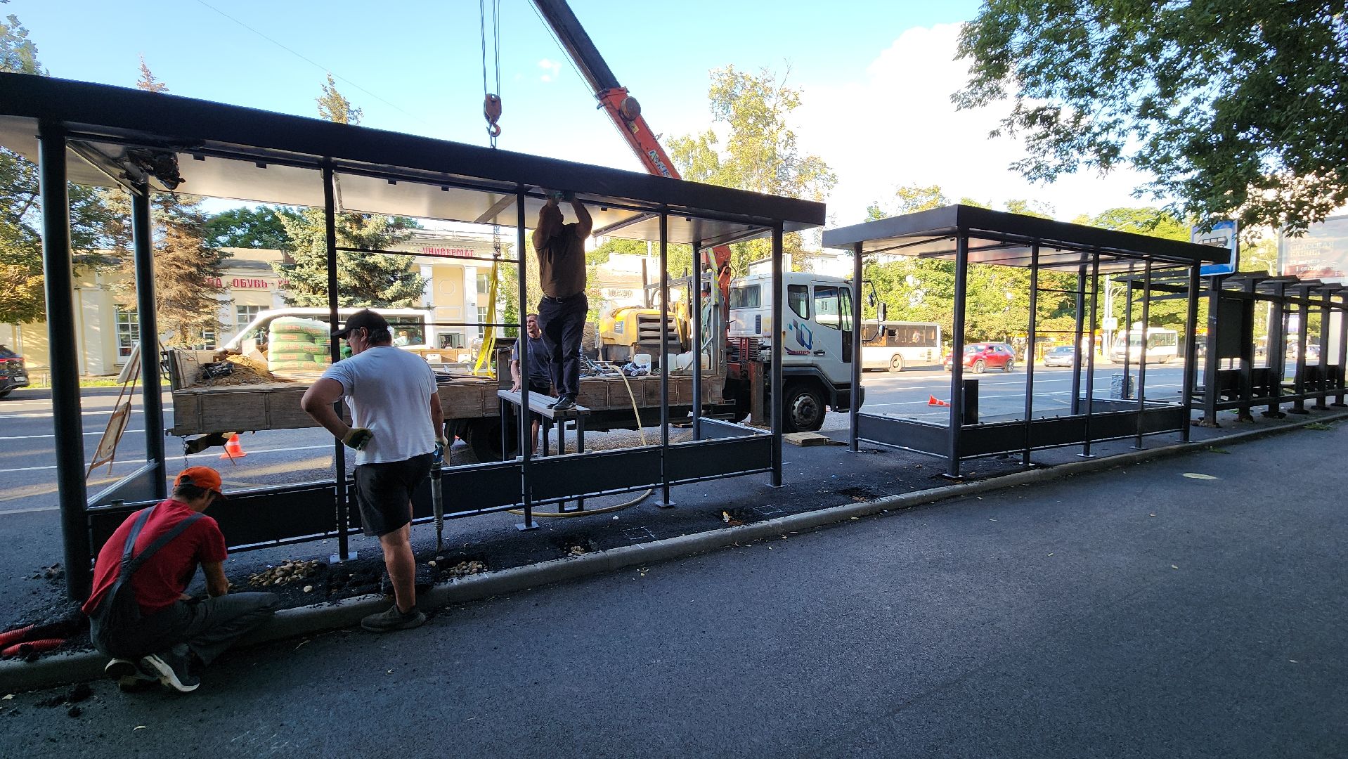 пушкино, остановочные павильоны, благоустройство, дорога, общественный транспорт,