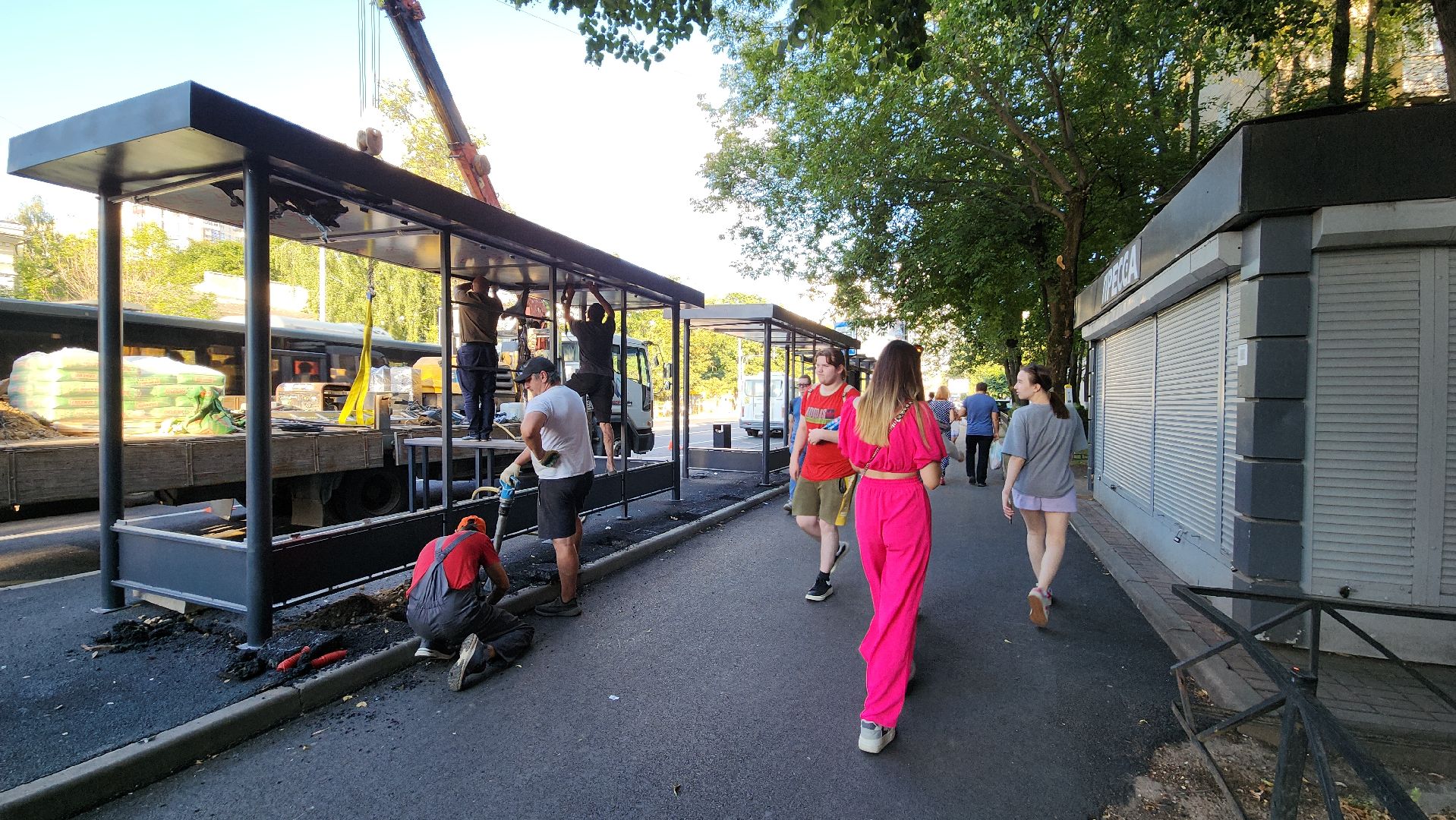 пушкино, остановочные павильоны, благоустройство, дорога, общественный транспорт,