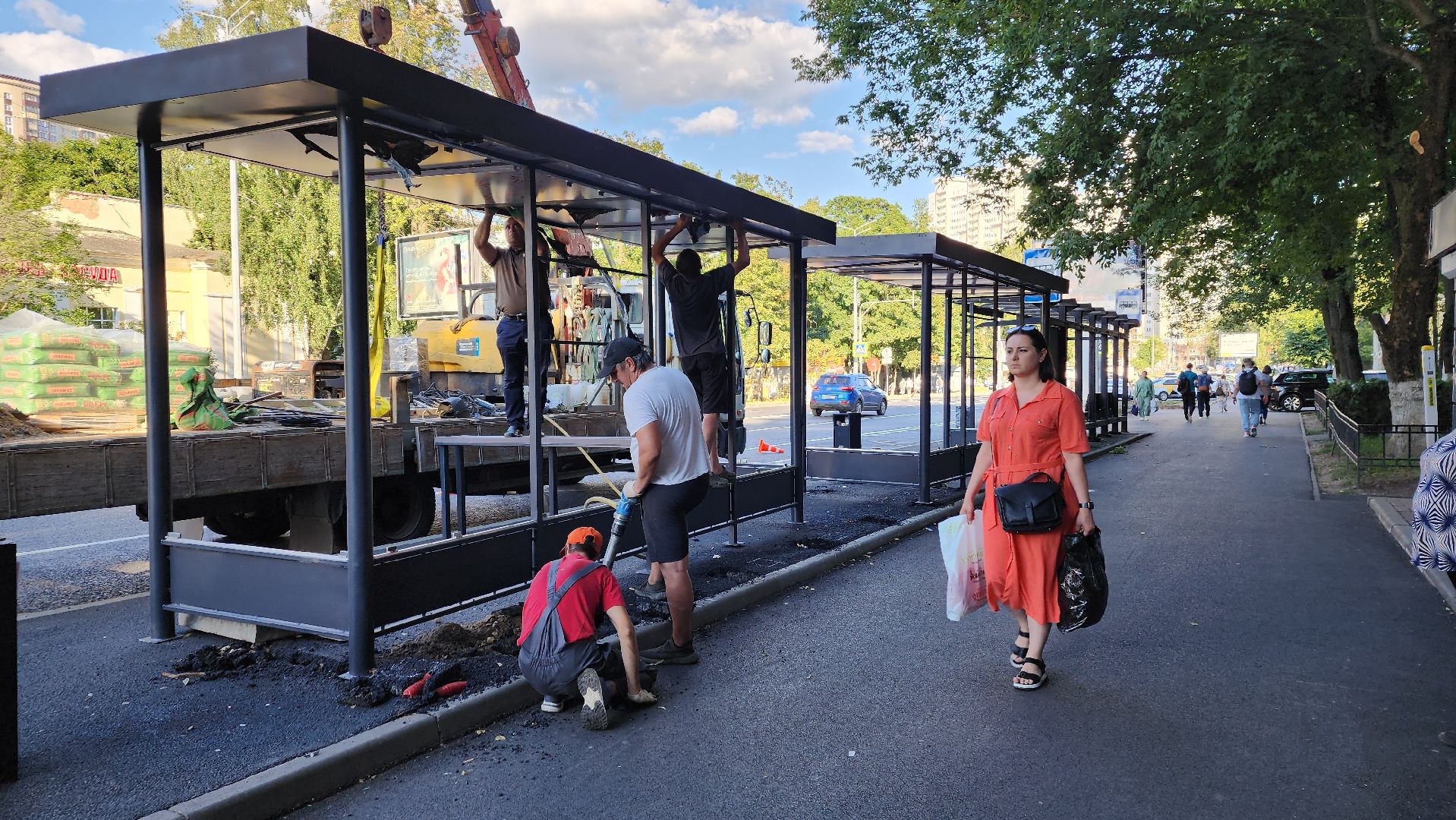 пушкино, остановочные павильоны, благоустройство, дорога, общественный транспорт,