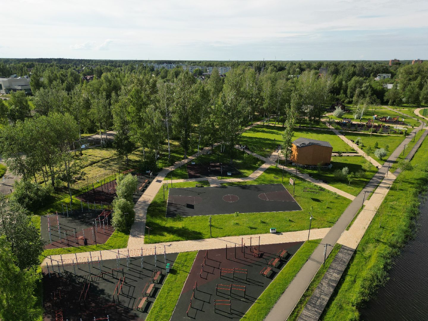 видео с коптера, парк, талдом,