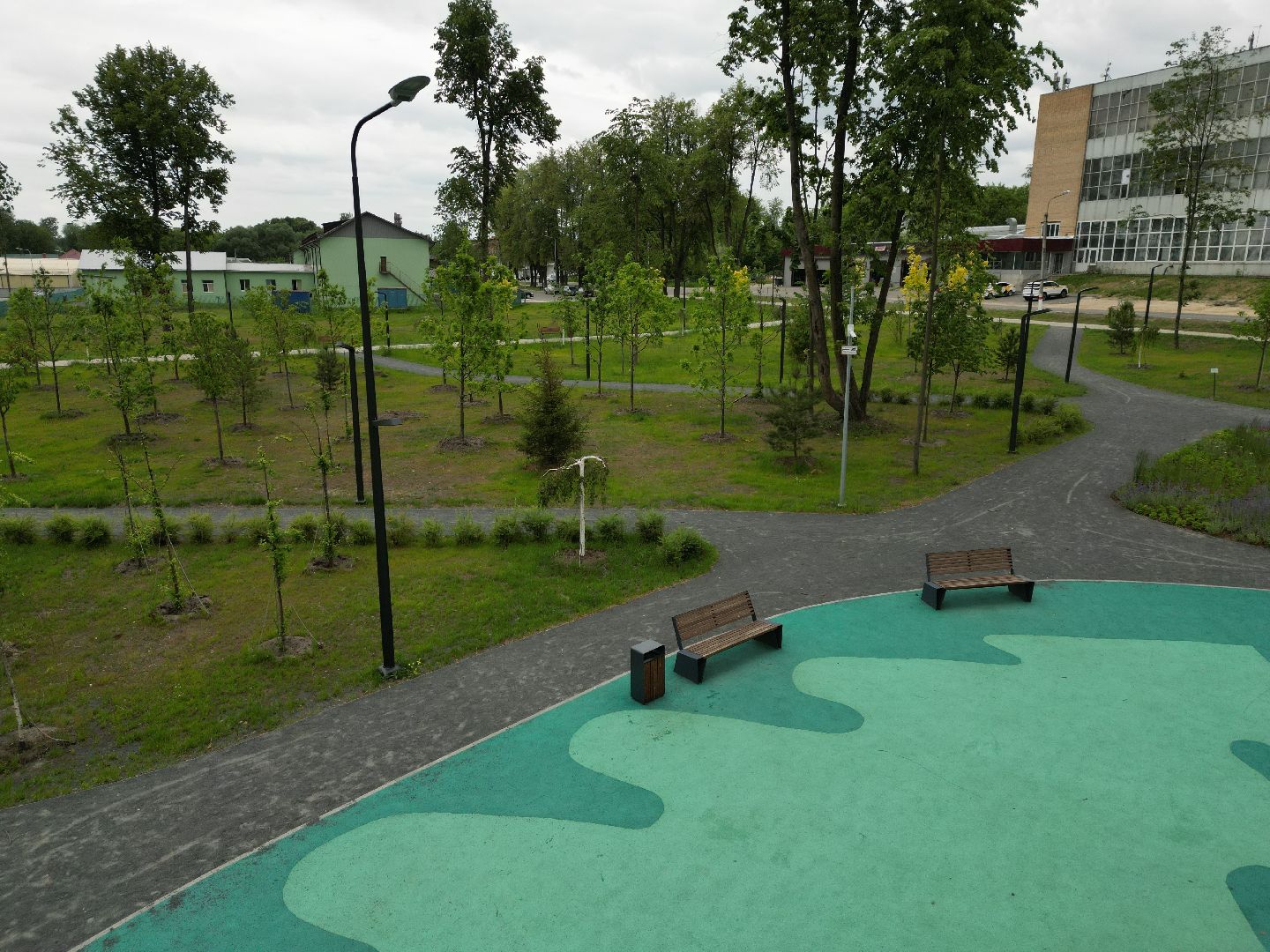 видео с коптера, парк, дубрава,