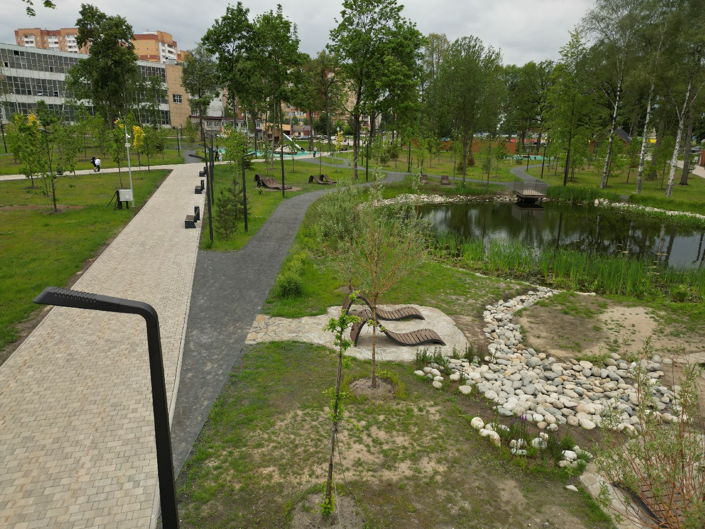 видео с коптера, парк, дубрава,