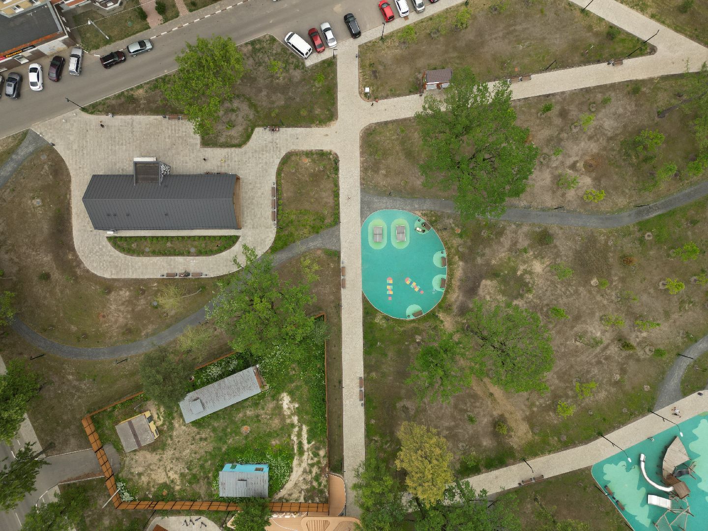 видео с коптера, парк, дубрава,