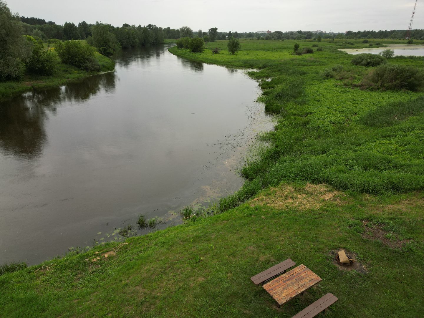 видео с коптера, мост, деревня,