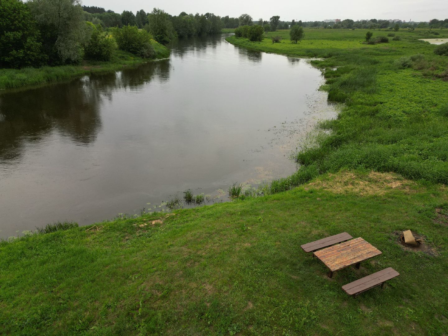 видео с коптера, мост, деревня,